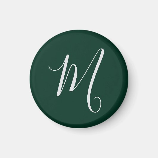 Aimant Vert foncé uni élégant moderne monogramme propre n (Devant)
