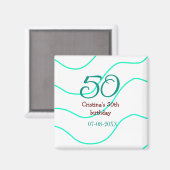 Aimant Vert rouge 50 anniversaire ajouter nom date p (Recto/Verso)