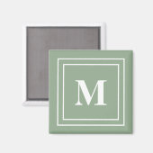Aimant Vert sauge monogramme moderne (Recto/Verso)