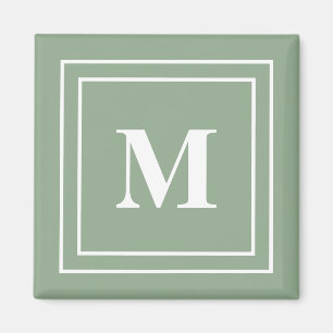 Aimant Vert sauge monogramme moderne