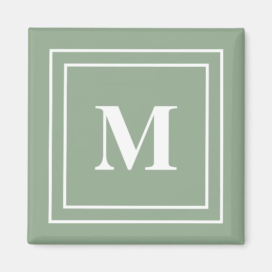 Aimant Vert sauge monogramme moderne (Devant)