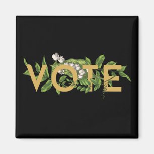 Aimant Vert vintage Floral Élégant Feminine Go Vote