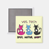 Aimant Vet Tech SPAY NEUTER ADOPT Black Cats Design (Recto/Verso)