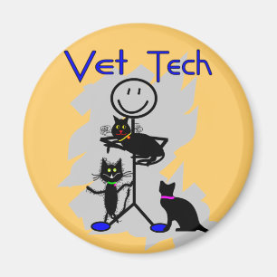 Aimant Vet Tech Stick Personne Avec Chats Noirs