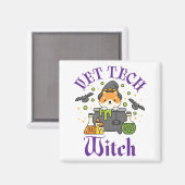Aimant Vet Tech Witch Technicien vétérinaire Halloween (Recto/Verso)