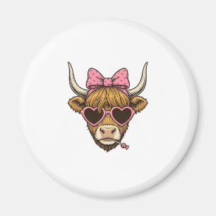 Aimant Vêtement Rétro Lunettes Cœur Vache Highland Mignon