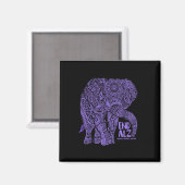 Aimant Vêtements de sensibilisation à l'éléphant pourpre (Recto/Verso)