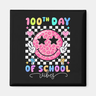 Aimant Vibes 100e jour d'école visage souriant mignon 100