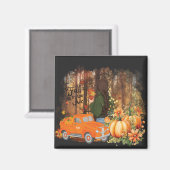 Aimant Vibes D'Automne, Une Voiture Chargée De Citrouille (Recto/Verso)