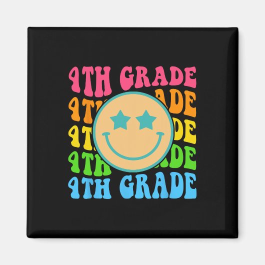 Aimant Vibes de 4e année super Face Retro Enseignants Ret (Devant)