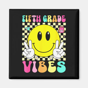 Aimant Vibes de cinquième année visage sourire rétro reto