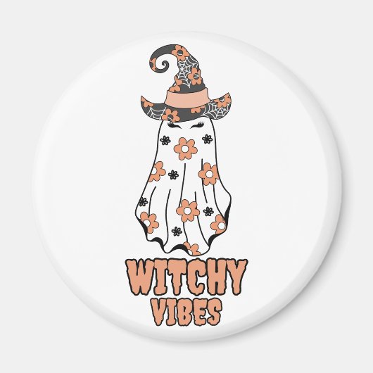 Aimant "Vibes de cuisine" Halloween Witch Ghost Orange (Devant)