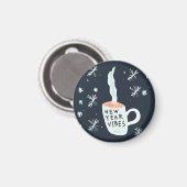 Aimant Vibes de la nouvelle année fumant de la tasse (Recto/Verso)