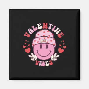 Aimant Vibes de la Saint-Valentin Groovy Sourire Visage F