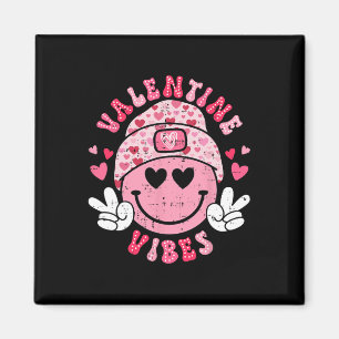 Aimant Vibes de la Saint-Valentin Groovy Sourire Visage F