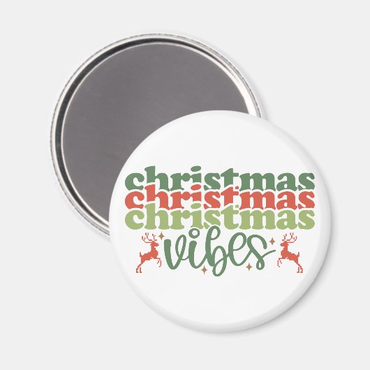 Aimant Vibes de Noël Retro Vacances de Noël Super (Recto/Verso)