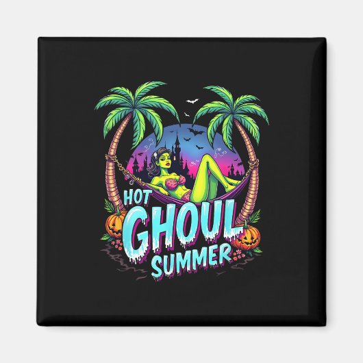 Aimant Vibes de Summerween drôle de squelette d'été chaud (Devant)