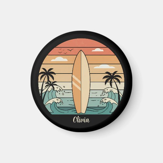 Aimant Vibes de Surf rétro - Surf & Vagues (Devant)