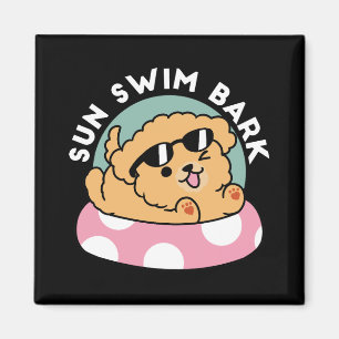 Aimant Vibes d'été Chien - Chiot flottant avec lunettes d