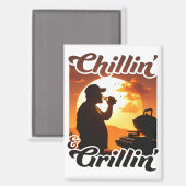 Aimant Vibes d'été Chillin' & Grillin' Silhouette (Recto/Verso)