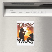 Aimant Vibes d'été Chillin' & Grillin' Silhouette (In Situ (Lave-vaisselle))