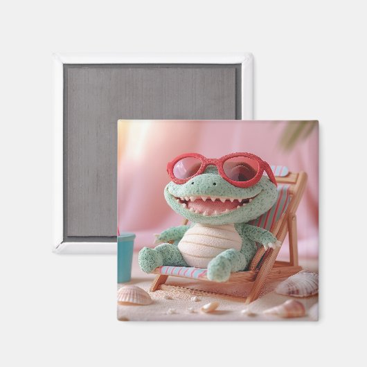 Aimant Vibes d'été : Crocodile de Plush de Chillin en vac (Recto/Verso)
