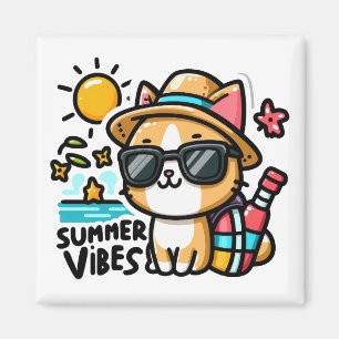 Aimant Vibes d'été pour chats amusants