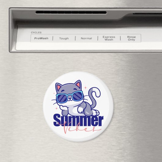 Aimant Vibes d'été pour chats cool (In Situ (Lave-vaisselle))