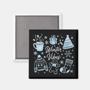 Aimant Vibes d'hiver Vacances Saison Xmas Flocons de neig