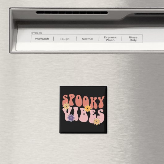 Aimant Vibes Éffrayantes rétro Super Halloween (In Situ (Lave-vaisselle))