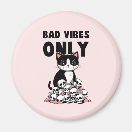Aimant Vibes incorrectes uniquement - Chat et crânes (Devant)
