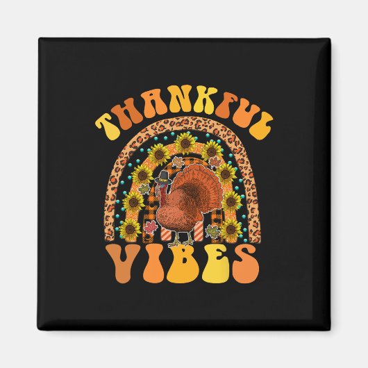 Aimant VIBES REMERCIEUSES Rainbow Turkey Fall Retro Super (Devant)