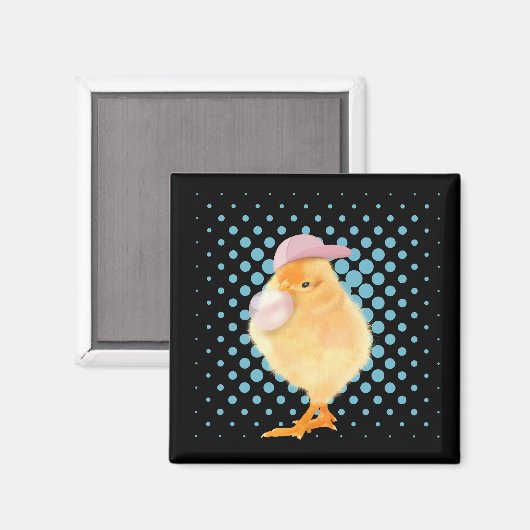 Aimant Vibes rétro mignonnes poubelles Bubblegum noir (Recto/Verso)