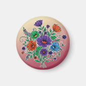 Aimant Vibrant Floral Bouquet Illustration (Devant)