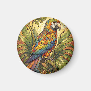 Aimant Vibrant perroquet arc-en-ciel Art nouveau