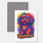 Aimant Vibrant Pop Art Havanese Dog – Colorful Street Art (Recto/Verso)