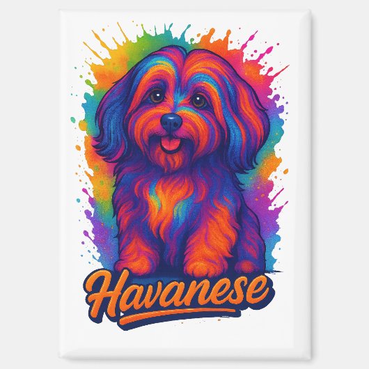 Aimant Vibrant Pop Art Havanese Dog – Colorful Street Art (Recto)