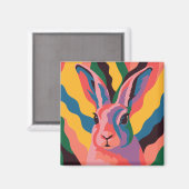 Aimant Vibrant Pop Art Rabbit Portrait Illustration (Recto/Verso)