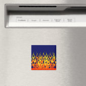 Aimant Vibrant Racing Flames on Navy Blue (In Situ (Lave-vaisselle))