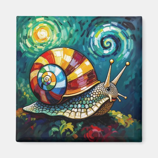 Aimant Vibrantly Colorful Impasto Whimsical Snail (Devant)