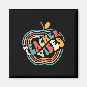 Aimant Vibrations d'enseignant Rétro Premier 1er Jour d'É