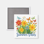 Aimant Vibrations d'été Floral avec Papillons (Recto/Verso)
