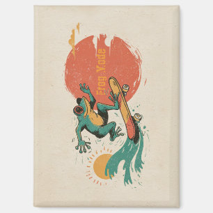 Aimant Vibrations Grenouille – Art Rétro Grenouille Surf