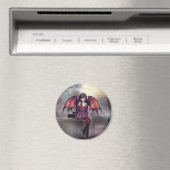 Aimant Victoria Vampire Fairy with Cat Halloween Art (In Situ (Lave-vaisselle))