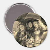 Aimant Victorian fille parapluie pluie victorienne femme  (Recto/Verso)