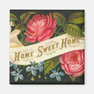 Aimant Victorian Home Sweet Home Roses