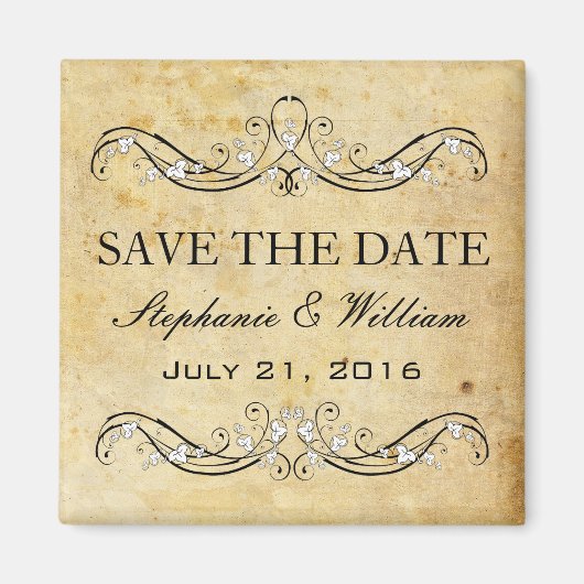 Aimant Victorien vintage Enregistrer La Date (Devant)