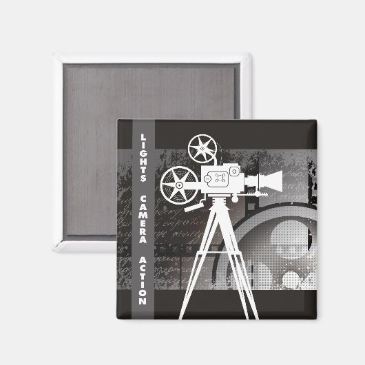 Aimant vidéo, Lumières, Caméra, Carré Action 2"x2" (Recto/Verso)