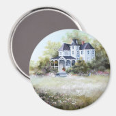 Aimant Vieille Maison Victorienne Avec Chats Rustique Pay (Recto/Verso)