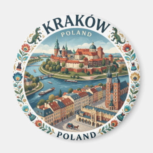 Aimant Vieille ville de Cracovie et château de Wawel Polo